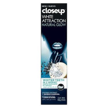 Closeup White Attraction Natural Glow Gel Toothpaste With Coconut Extract And Bamboo Charcoal 75ml