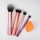 Real Techniques Everyday Essentials Makeup Brush Complete Face Set - Miracle Complexion Sponge, Expert Face, Blush, Setting And Deluxe Crease Brushes