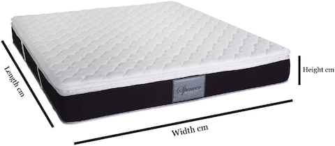 Galaxy Design Spencer Pillow Top Hybrid Latex Spring Mattress (Off-White) - Queen Size ( L x W x H ) 200 x 160 x 26 Cm - 5 Years Warranty.