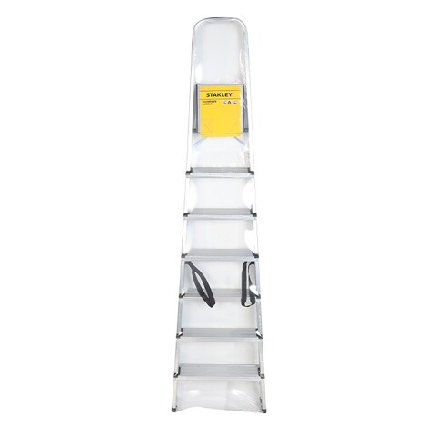 STANLEY Step Ladder, 7 Steps Aluminum Ladder with Non-Slip Rubber Edge Guards &amp; 150 KG Loading Capacity - EN131 Approved