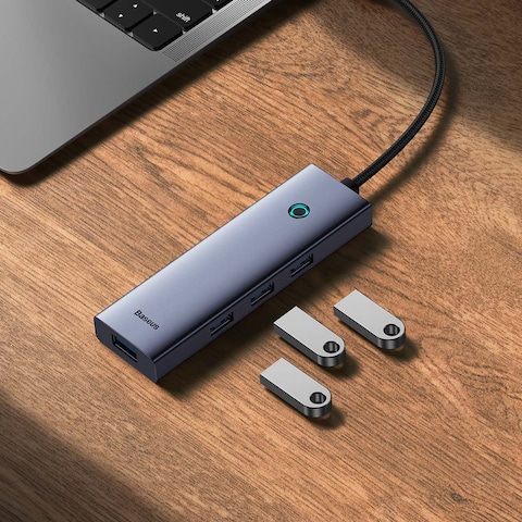 Baseus 4 In 1 Port USB C Hub To USB 3.0 Extension Compatible For MacBook Pro Air Samsung S22 Ultra Huawei Mate XS 2 P50 MateBook LG Chromebook iPad Pro Air 5 Dell XPS 15 Space Grey