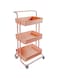 3 Tier Utility Rolling Storage Cart With Handles And Lockable Wheels Pink 43x36x86.5cm