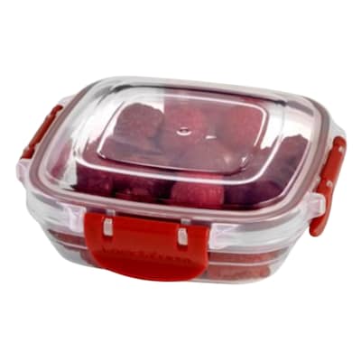 Dunya 30821 Master Square Food Storage Container 350ml Red/Clear