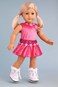 Dreamworld Collection Ice Skating Girl - 4 Piece Outfit- Pink Leotard With Skirt, White Warm Up Sweater And White Ice Skates - 18 Inch Doll Clothes (Doll Not Included)
