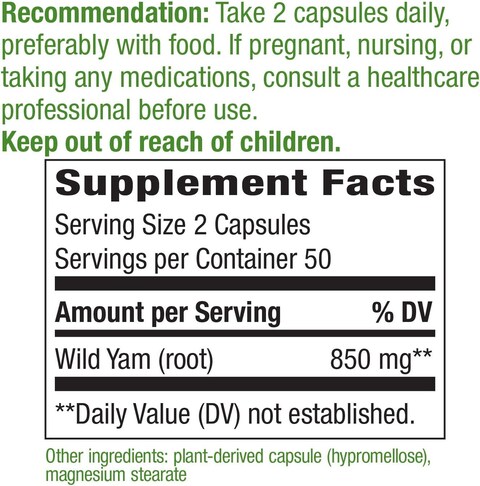 Nature&#39;S Way Wild Yam - 100 Vegetarian Capsules