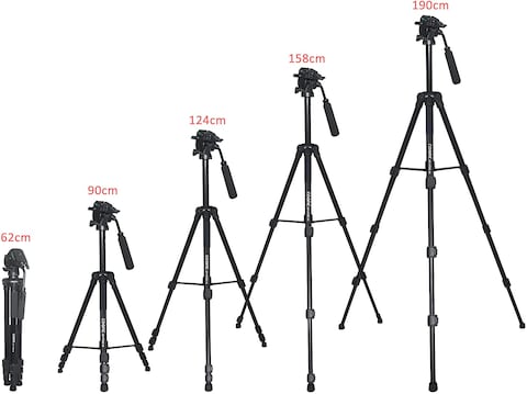 COOPIC CP-VT05 III, Foldable Tripod with MAX Height 190cm/74.80inch with Horizontal Fluid Pan Head for Camera and Camcorder Photography Load up to 5kg.