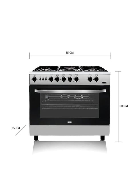 Haam Gas Oven, 5 Burners, 80x55, Full Safety, HM80GF-20, Steel (Installation Not Included)