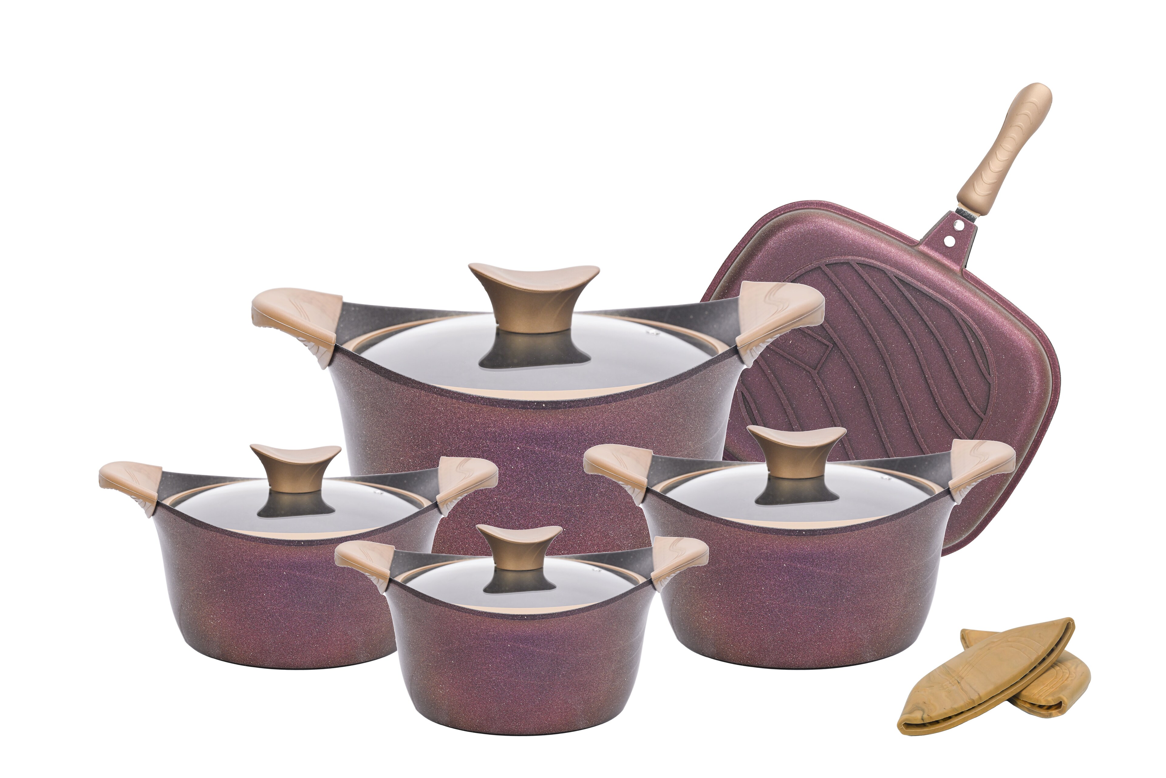 Buy NeoKlein - 9 Pcs Titanium Cookware Set - Burgundy Color Online ...