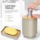 Bamboo Bathroom Accessories Set of 6 Modern Design 6 Pieces Bathroom Accessory Set Soap Dispenser Toothbrush Holder Tooth Mug Soap Dish Toilet Brush Rubbish for Bathroom Home Decor (Beige)