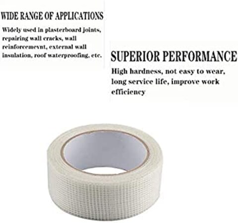 Abbasali 50mm X 90mtr Long Plasterboard Mesh Joint Scrim Drywall Fibre Glass Self Adhesive, Wall Hole Or Crack Repair Gypsum Board Joint Tape