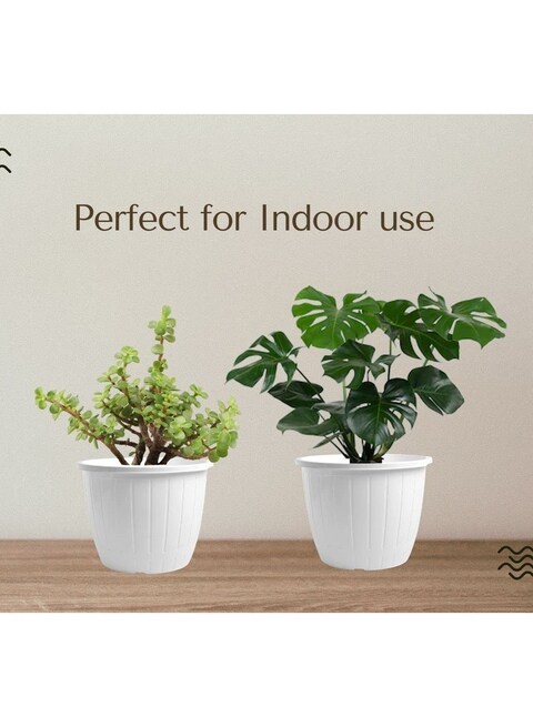 vsell24&nbsp;Set Of 3 Indoor And Outdoor Plastic Round Flower Pot With Drainage Holes And Saucer For Gardens-46X44CM