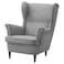 In House 2 Pieces Chair King Velvet With Two Wings And FootStool - Gray - E3