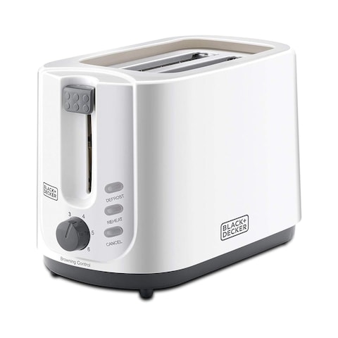 Black + Decker Toaster 2 Slices 750 Watt - White - ET125-B5
