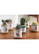 Generic 6 Pcs Geometric Succulent Planter, Set Of 6 Painted Ceramic Succulent Cactus Square Planter Pots With Bamboo Tray(Plants Not Included)