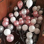 اشتري Buena Venturas Themez Only Happy Birthday Foil Balloons (Silver) for Party Decoration with Metallic Pink , White  Silver Balloons - Pack of 43 pcs في الامارات