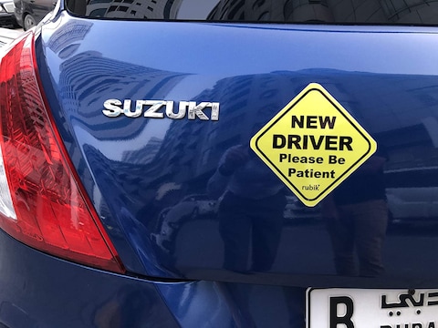 Rubik Magnetic New Driver Car Sign Sticker, Driver Please Be Patient, Highly Reflective Removable &amp; Reusable for Car SUV Van Drivers 15x15cm