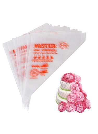 Generic 100-Piece Disposable Plastic Piping Bag For Cake Decoration White 38X24X35Centimeter