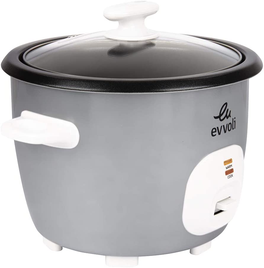 evvoli 2 In 1 Rice Cooker With Steamer 1.8 Litter Up To 6 Cup Of Rise Non-Stick 700W Silver Evka-Rc4501S 2 Years Warranty