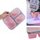 PALVOX - Silicone Lunch Box Collapsible Storage Bento Containers with Reusable Fork and Spoon,3 Compartments - 1100ML, Separate Sealed Lids, Fridge Microwave Freezer Dishwasher Safe(Pink)
