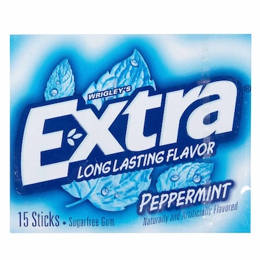 Wrigley&#39;s Extra Long Lasting Peppermint Sugar Free Chewing Gum 15 Sticks