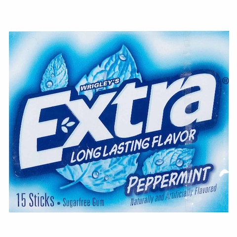 Wrigley&#39;s Extra Long Lasting Peppermint Sugar Free Chewing Gum 15 Sticks
