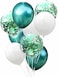 Party Time 9-Pieces 12inches Green Chrome and White Latex Balloons, Confetti Balloons Set with 1p Ribbon Roll For Bridal Shower, Anniversary Balloon, Wedding D&eacute;cor and Birthday Prty Decoration - Party