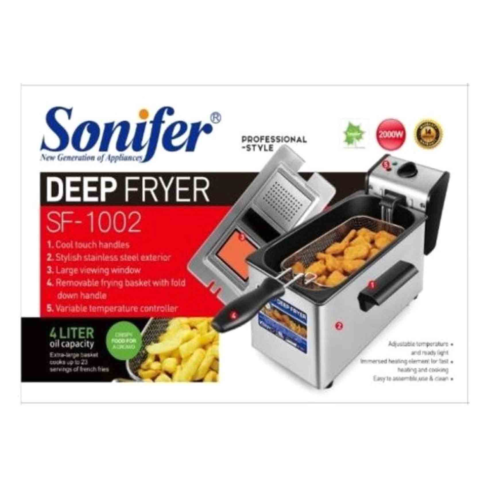 Sonifer SF-1002 Deep Fryer 4L 2000W Black And Silver