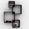 Wooden Twist Rafuf Intersecting Floating Wall Shelves with 4 Shelves Brown