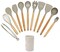 Generic 11 Pieces Natural Wooden Handles Tools Silicone Cooking Utensils Kitchen Tongs Spatula Spoon For Nonstick Cookware Best (Bpa Free, Non Toxic) Utensil Set Turner