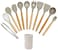 Generic 11 Pieces Natural Wooden Handles Tools Silicone Cooking Utensils Kitchen Tongs Spatula Spoon For Nonstick Cookware Best (Bpa Free, Non Toxic) Utensil Set Turner