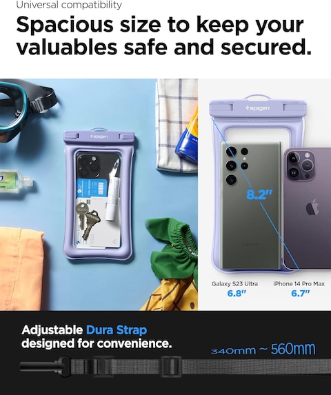 Spigen Aqua Shield Floating Universal Waterproof Phone Underwater Case Cover, 1 Pack, IPX8 Pouch A610 Compatible With iPhone, Samsung Galaxy And Smartphone Upto 6.9 Inches, Aqua Blue
