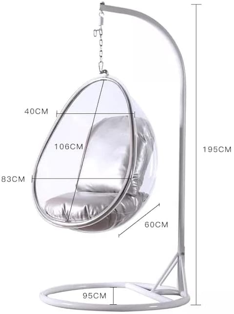 Yulan Transparent Bubble Chair Standing Indoor Swing Hanging Chair High Quality Hanging swing Transparent Acrylic Oval Shape (A) YL0T08-534