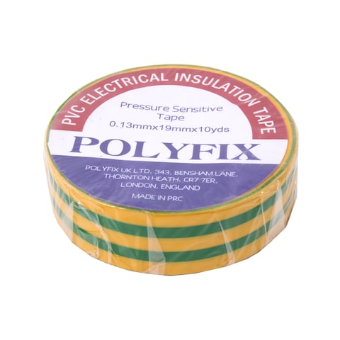 Polyfix PVC Electrical Insulation Tape 0.13mmx19mmx10Yards - Yellow Mixed Green