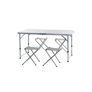 Campmate Folding Table With Chairs Silver Pack of 4