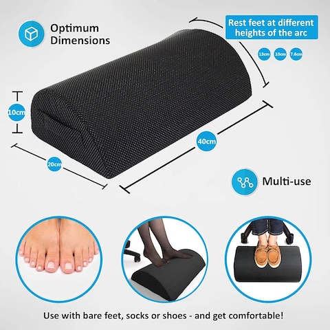 Doreen Office Foot Rest Under Desk: New Ergonomic Footrest Cushion w/Angled Half Cylinder Design for Optimum Leg Clearance: Firm, Compact Supportive Foot Stool Under Desk Foot Rest Desk Accessories（GC1930A）