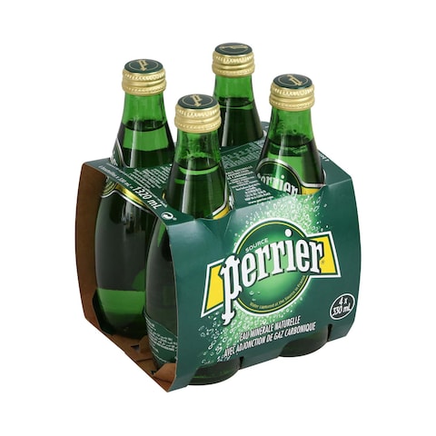 Perrier Natural Sparkling Mineral Water Glass Bottle 4x330ml