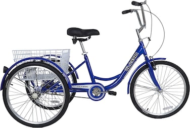Buy Classic Adult Tricycle With Basket 24 Inch Blue Online