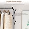 Wardrobe Metal Garment Display Clothing Racks With Top Rod And Lower Storage Shelf Hooks For Hats And Bags, 125cm Multilayer-Black
