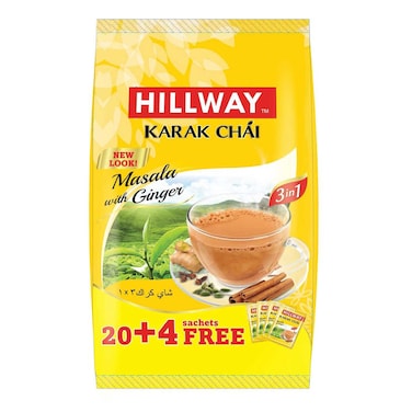 Hillway Karak Chai 3-in-1 Masala with Ginger Tea Bags 20 Tea Bags