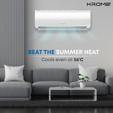 Krome 2 Ton AC, Split Air Conditioner With Advanced Rotary Compressor Technology, 24000 BTU, Low Noise, Environment Friendly R-410a, Smooth And Stable Operations, White, KR-AR24TT3