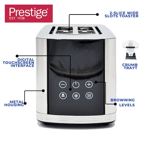 Prestige 2 Slice Touchscreen Toaster with Easy Touch Technology   Stainless Steel Wide Slot Toaster   Toaster with Digital Countdown Timer -  PR81535