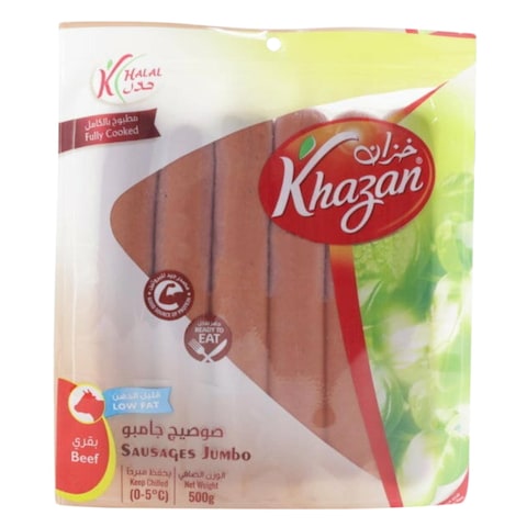 Buy Khazan Jumbo Fat Free Beef Sausages 500g in Kuwait