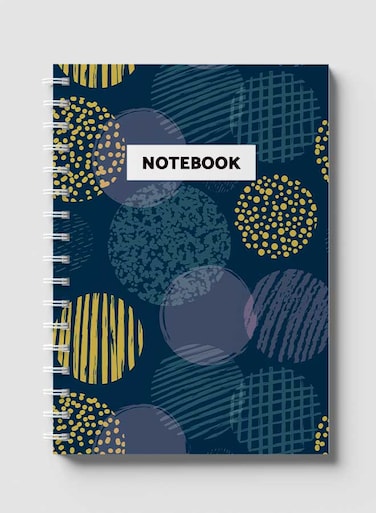 Lowha Spiral Notebook With 60 Sheets And Hard Paper Covers With Cover With Circles- Design, For Jotting Notes And Reminders, For Work, University, School