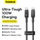 Baseus Unbreakable Series Fast Charge Cable USB-C to USB-C 100W 1m Compatible with  iPhone 15/Pro/Max/Note series Samsung/LG/Huawei/Lenovo/Nokia/Vivo/Sony/Pixel/Xiaomi - Black