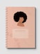 Lowha Spiral Notebook With 60 Sheets And Hard Paper Covers With Pastel Boho Girl Design, For Jotting Notes And Reminders, For Work, University, School