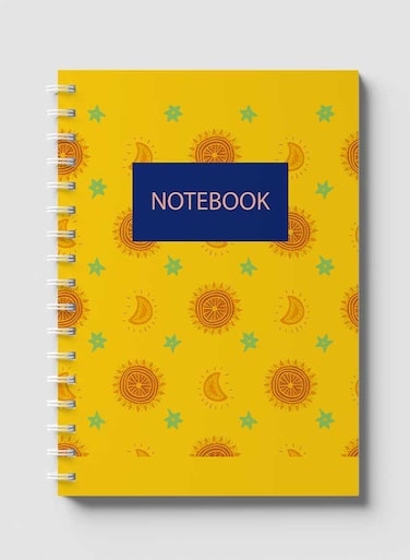 Lowha Spiral Notebook With 60 Sheets And Hard Paper Covers With Sun Star &amp; Moon Boho Design, For Jotting Notes And Reminders, For Work, University, School