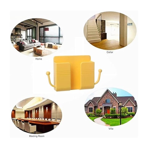 Wall Mount Phone Holder Stand Multi Purpose Phone Charging Dock With Adhesive Sticker Yellow