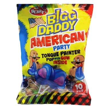 Mr. Berry&#39;s Bigg Daddy American Party Centre Gum Lollipops 10 Pieces
