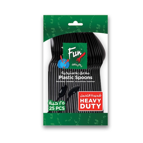 Buy Fun Everyday Heavy Duty Plastic Spoons Black 25 PCS in UAE