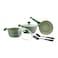 Prestige Essentials Granite Non-Stick Aluminium Induction Base Cookware Set Green And Black 7 PCS